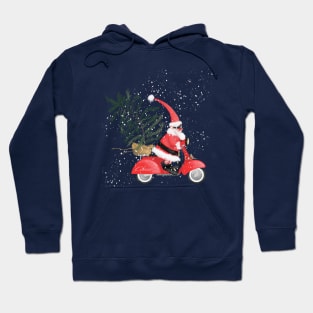 Santa on His Scooter Hoodie